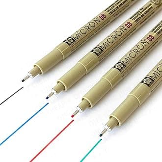 Sakura Pigma Micron - Pigment Fineliners - Pack of 4-0.8mm - Black, Blue, Red, and Green