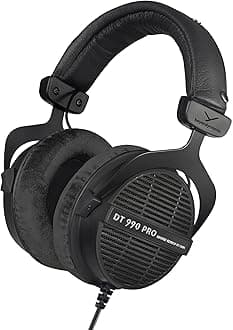 beyerdynamic Dt 990 Pro Over-Ear Studio Monitor Headphones - Open-Back Stereo Construction, Wired (80 Ohm, Black (Limited Edition))