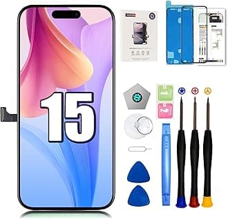 EFAITHFIX for iPhone 15 Screen Replacement 6.1 Inch LCD Screen 3D Touch Display Full HD Digitizer Frame Assembly (A2846, A3089, A3090, A3092) with Repair Tools Kit Screen Protector Waterproof Adhesive