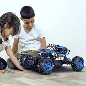 CROBOLL 1:12 Large Remote Control car for Boys Kids with Lifting Function,4WD RC Cars Electric Monster Truck Toy Gifts 4X4 Off-Road RC Rock Crawler 2.4GHz RC Truck with 2 Batteries(Blue)