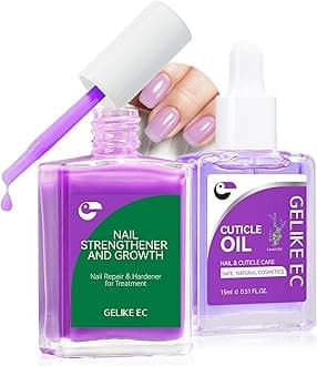 Nail Kit for Beginners: Purple Easy-Use nail polish strengthener & Lavender Oil for Thin Weak Nails - for Stress Relief - Repair Split Nails - Spa & Night Care Routine