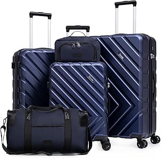 Luggage Sets 5 Piece, Suitcases with Wheels, ABS Hard Case Luggage with TSA Lock Spinner Wheels, Carry On Luggage Set(5 Piece Sets (20"/24"/28"/DB/TB))