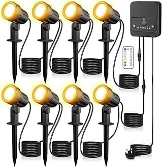 MEIKEE Outdoor Garden Spike Light Warm & Cold White Color Changing LED Landscape Spotlights IP66 Waterproof Lawn Light Decorative for Garden Lawn Landscape Patio Yard with UK Plug