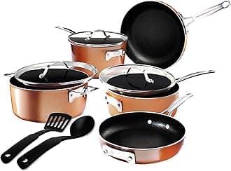 Gotham Steel Pots and Pans Set Nonstick, 10 Piece Space Saving Kitchen Cookware Set with Induction Cookware, Stackable Nonstick Pots and Pans for Cooking, Dishwasher & Stovetop Safe, 100% Toxin Free