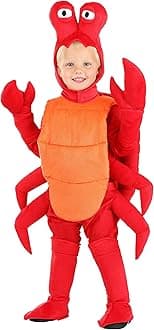 Fun CostumesCrab Costume for Toddlers | Crustacean Outfit with Jumpsuit, Animal Hood, Claw Gloves, Shell, and Boot Covers