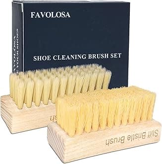 Portable Shoe Cleaning Brush Set of 2 Brushes with Soft and Stiff Bristles, Premium Sneaker Cleaner Brushes for Leather, Suede, Canvas, Textile, Bags and Accessories.