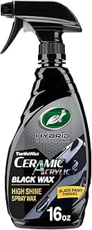 Turtle Wax Hybrid Solutions Ceramic Acrylic Black Car Wax Spray, Restores Apperance of Black Car Paint, Ceramic Coating Protection, Extreme Water Beading, High Gloss Shine, 16 oz (Pack of 1)