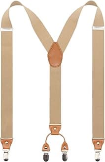 Timiot Men’s Y-Back 4 Metal Clip Elastic Wide Suspenders Perfect For Both Casual&Formal
