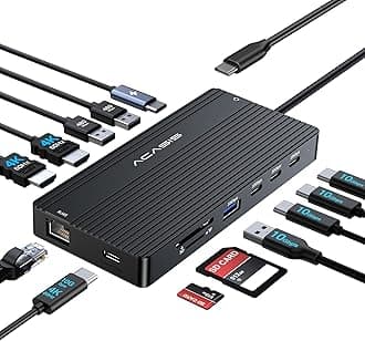 ACASISUSB C Docking Station Dual Monitor,14 in 1 USB C Hub,laptop docking stations Dual Monitor with 2*4KHDMI+5 *10Gbps USB+PD 100W+Ethernet+SD/TF +3.5mm Audio laptop dock for Dell/HP/Lenovo/ThinkPadCarbonfree Certified