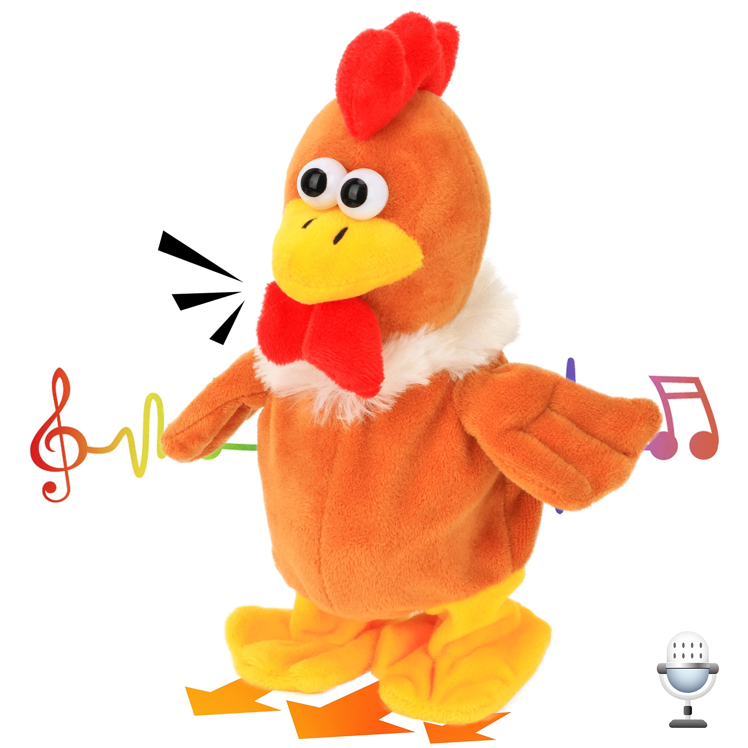 Hopearl Talking Chicken Repeats What You Say Walking Chick Electric Interactive Animated Toy Speaking Plush Buddy Gifts for Toddlers Thanksgiving Day, 9''