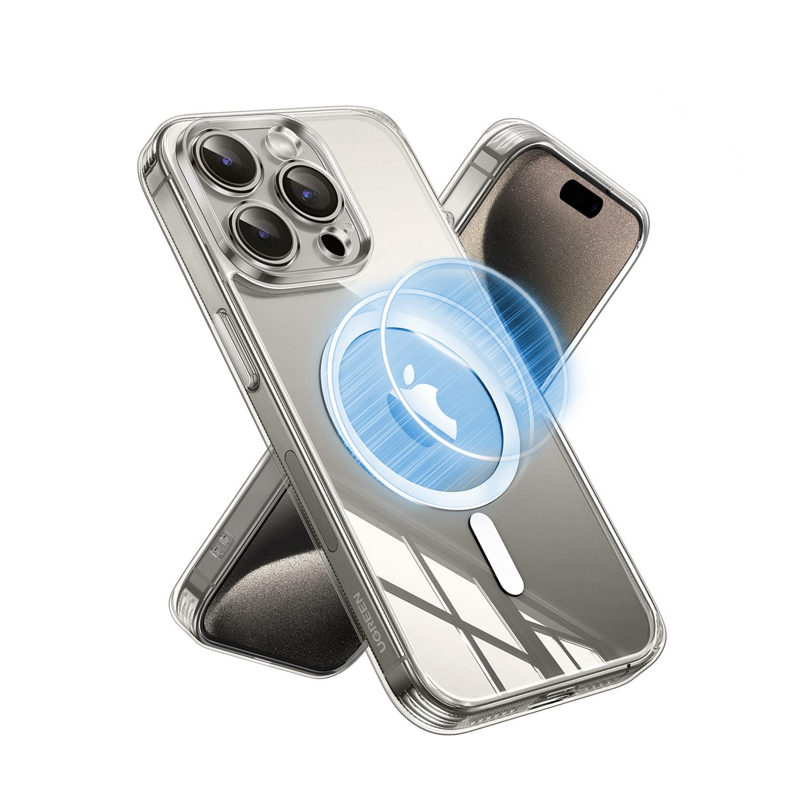 UGREEN iPhone 15 Pro Max Case Magnetic(MagU), Compatible with MagSafe, Revolutionary iCrystal Tech, MIL-Grade Protection Clear Cover, Anti-Scratch, Camera Protective, Slim for iPhone 15 Pro Max 6.7"