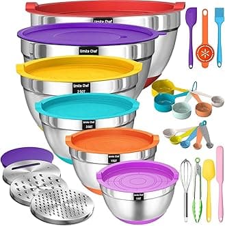 Thickened Mixing Bowls with Lids Set, 26Pcs Stainless Steel Bowls Set, Nesting Bowls with Grater Attachments, Large Kitchen Bowls Set with Non-Slip Bottoms for Mixing & Serving