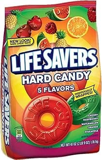 5 Flavors Hard Candy--Individually Wrapped, Fruity Hard Candy--Cherry, Raspberry, Watermelon, Orange, Pineapple--1-41oz. Bag