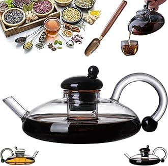 Innovessa - Tea Pot, 2025 New Upgrade 20oz Sereno Filtration Teapot Set, Removable Heatable Glass Teapot with Infusers for Loose Tea with Tea Making Tools (Transparent)