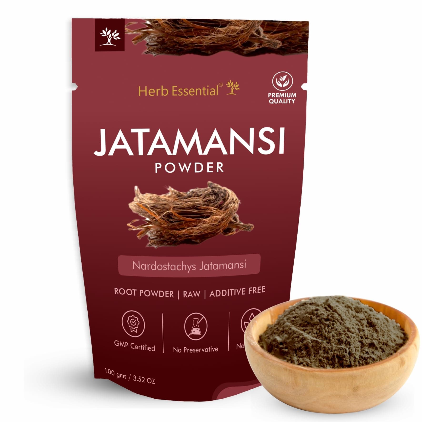 Herb Essential Jatamansi Root Powder,100 g | For Strong, Shiny, and Silky Hair | For Dandruff & Spilt Ends Free Hair | Moisturizes Scalp