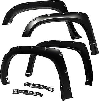 Tyger Auto Fender Flare Compatible with 2014-2021 Toyota Tundra, Smooth Textured Black Paintable Bolt-Riveted Style 4pc | TG-FF8T4178