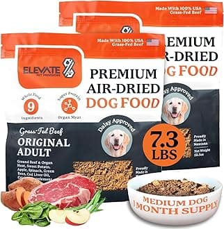 100% Human Grade Air Dried Dog Food 7.3 lbs - All Natural Healthy - USA Grass Fed Beef - Limited Ingredients - Grain Free - Dehydrated - Complete Meal or Dog Food Topper – Beef Flavor