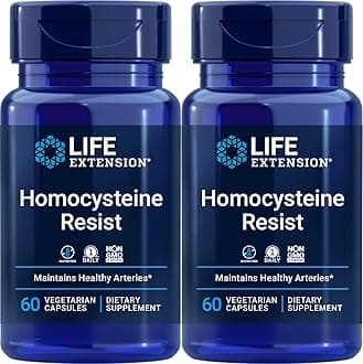 Life Extension Homocysteine Resist, 60 Vegetarian Capsules (Pack of 2) Vitamin B2, B6 & B12 + Folate - Once-Daily, Non-GMO, Gluten-Free