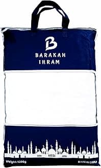 Ihram Premium Quality Ehram Ahram Hajj and Umrah Hypoallergenic Set of 2 Towels Muslim Pilgrimage 210 x110 cm, Barakah Ihram