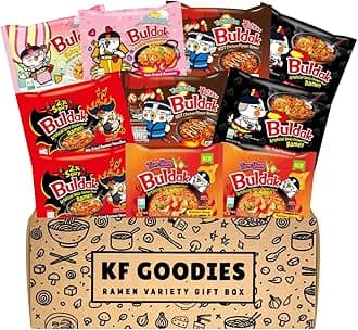 Korean Ramen Variety Pack Gift Box (10 Count) – Spicy Buldak Noodle Assortment for Birthdays, College Care Packages, Office Snacks, and Gift Baskets