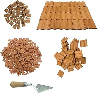 Cayway 150 PCS Mini Red Wall 50 PCS Mini Red Roof Tiles Model Building with Tool Set