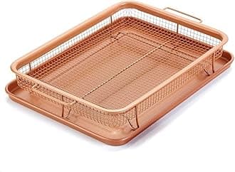 Kitchen Deep-Fried Food Drain Basin Rectangle Crispy Tray Filter Mesh Fresh-Keeping Basket Non-Stick Oil Pan Crisping Tray Oven Baking Tray Frying Basket and Baking Sheet (1)