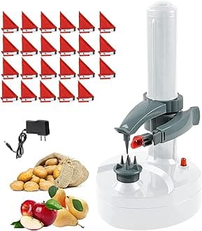 Electric Potato Peeler with 23 Replacement Blades Rotato Express Stainless Steel Automatic Rotating Fruits Fruit Potato Peeler Vegetables Cutter Apple Paring Machine Kitchen Peeling Tool