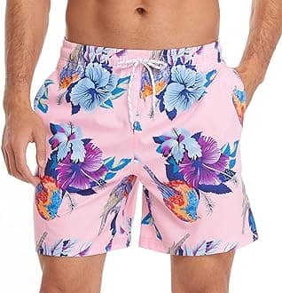FEIXIANG Mens Swim Trunks 7" Beach Shorts Quick Dry Swimming Shorts Breathable Mesh Lining Swim Suit with Pockets for Men