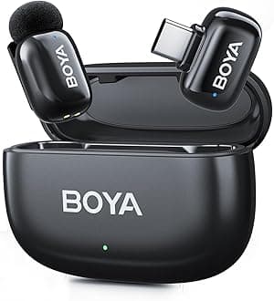 BOYA Mini 2 Wireless Lavalier Microphone for iPhone15/16/17 & Android, Ultra Mini Mic with Noise Reduction, Lapel Microphone for Vlogging TikTok YouTube Content Creators