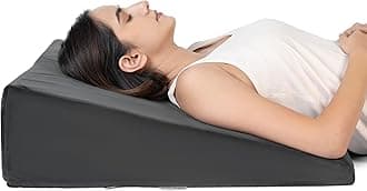Memory Foam Wedge Pillow | 2 Years Warranty | Wedge Cushion for Back Support, Acid Reflux, Snoring, GERD, Leg Elevation, Pregnancy (Velvet Dark Grey, Large 7" Height)