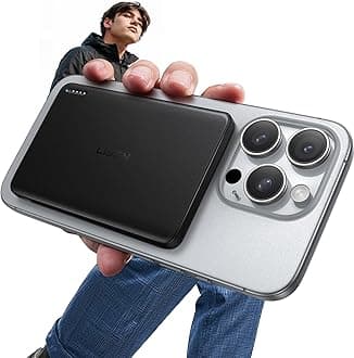 LISEN 0.3‘’ Ultra Slim MagSafe Portable Charger,5000mAh Wireless Card Slim MagSafe Battery Pack iPhone 17 Air Accessories,Magnetic Power Bank for iPhone 17 Pro Max Plus Air/16/15/14/13/12，Obsidian