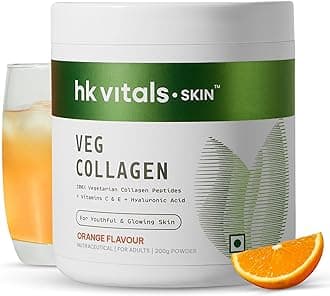 Veg Collagen Supplement Powder (Orange, 200g) | Collagen Peptides with Vitamin C, E | For Healthy Skin, Hair & Nails