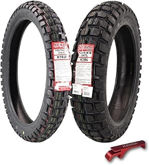 Kenda Big Block K784 100/90B19 Front and 140/80B18 Rear Tires for Motorcycles, Dirt Bikes, and City Bikes - Durable Off-Road & Street Performance with Keychain (2 Pack)