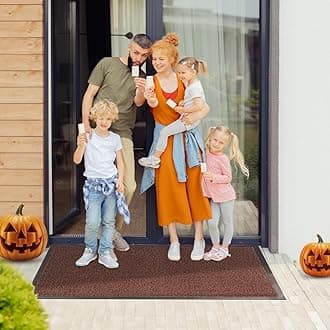 BLADO Washable Door Mats - Non-Slippery Heavy Duty Doormats - Stylish & Large Rubber Door Mat - Perfect Dust Grabbing Outdoor & Indoor Door Mat (Rust, 40cm x 60cm)