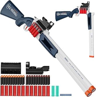 Toy Gun Double Barrel Shotgun Toy with Ejecting Shells and 40 Soft Bullet Darts, Toy Foam Blaster Foam Dart Blaster with Scope for Kids, Youth, Teen, Boys-Holiday for 8-12 Year-Blue