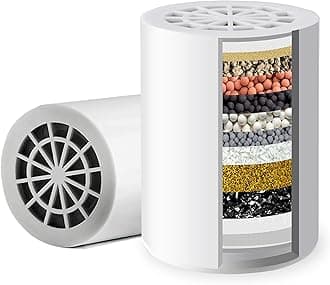 iSpring FSF1 15-Stage Shower Filter Replacement Cartridge, Improves Conditions of Skin, Hair, and Nails, White