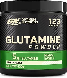 Optimum Nutrition Glutamine Powder, l-Glutamine Amino Acid Powder, Food Supplement, Pre and Post Workout Shake, Unflavoured, 123 Servings, 630 g