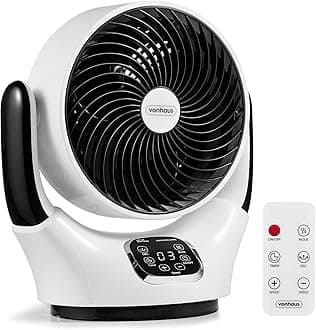 VonHaus Air Circulator Fan – Desk Fan with 12 Speeds, 3 Modes, Remote Control, 12hr Timer, 90° Oscillating, Quiet, LED Display, 3 Blades – Table Top Cooling for Home, Office, Living Room, Bedroom