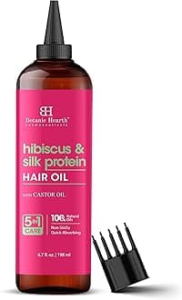 Hibiscus Silk Protein Hair Oil 6.7 Fl Oz (198 ml) | Scalp Treatment for Hair Loss, Dry & Frizzy Hair Repair, Deep Nourishing Oil for All Hair Types | 100% Natural and Vegan