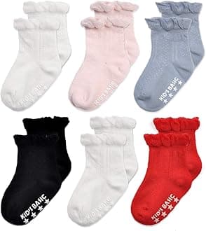 Baby-Girls Non Slip Ruffle Frilly Ankle Socks Pointelle (Pack of 3/6)