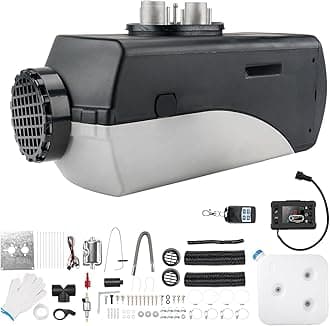 KAX 5KW 12V Diesel Air Heater, Split Type Single Hole Parking Heating w/LCD Switch Monitor Display Remote Control Car Heater for Car Trucks Bus RV and Trailer Black Grey