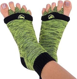 My Happy Feet Foot Alignment Socks with Toe Separators for Men or Women, Green & Black, XL