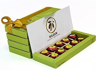 BILZEN Gourmet Dark Chocolates with Dates And Roasted Pistachio Gift Box | No Preservative | No Added Sugar | Healthy Snacks | 10 Piece, Pack of 1