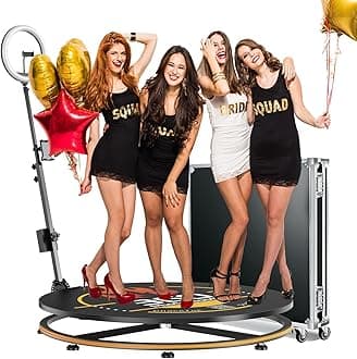 MWE 360 Photo Booth Machine with APP Control & RGB Lights, 39.4" Auto-Spin Video Booth with Flight Case & Professional Editing Software, Perfect for Weddings, Rentals, Parties & Events