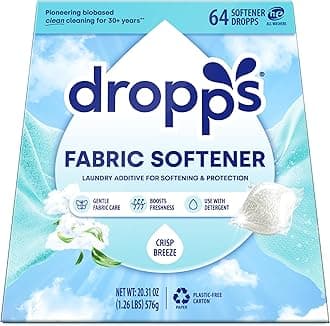 Dropps Fabric Softener Pods, Crisp Breeze (64 Count) - Laundry Softener For Soft & Fluffy Fabrics | Liquid Softener & Dryer Sheet Alternative | Clean Ingredients | Plastic Free Packaging