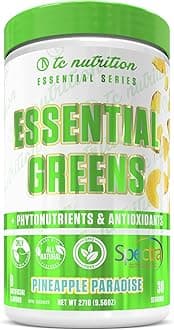Essential Greens Powder | Optimize Health | Spectra, Organic Matcha, Spirulina, More | Probiotics & Digestion Support, Antioxidants | Stevia Sweetened, Pineapple Paradise, 30 Serv, Non-GMO, Vegan