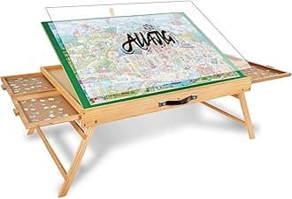 ALL4JIG 2000PCS Portable Puzzle Table with Legs, Adjustable Jigsaw Wooden Puzzle Board with 4 Drawers & Cover Birthday Gift for mom, 3-Tilting-Angle Jigsaw Puzzle Table for Adults