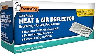 Frost King HD5 Heat and Air Deflector, Multi-Purpose, Clear Plastic with Magnetic hold for Central Forced Air Systems, Adjustable 10" to 14"