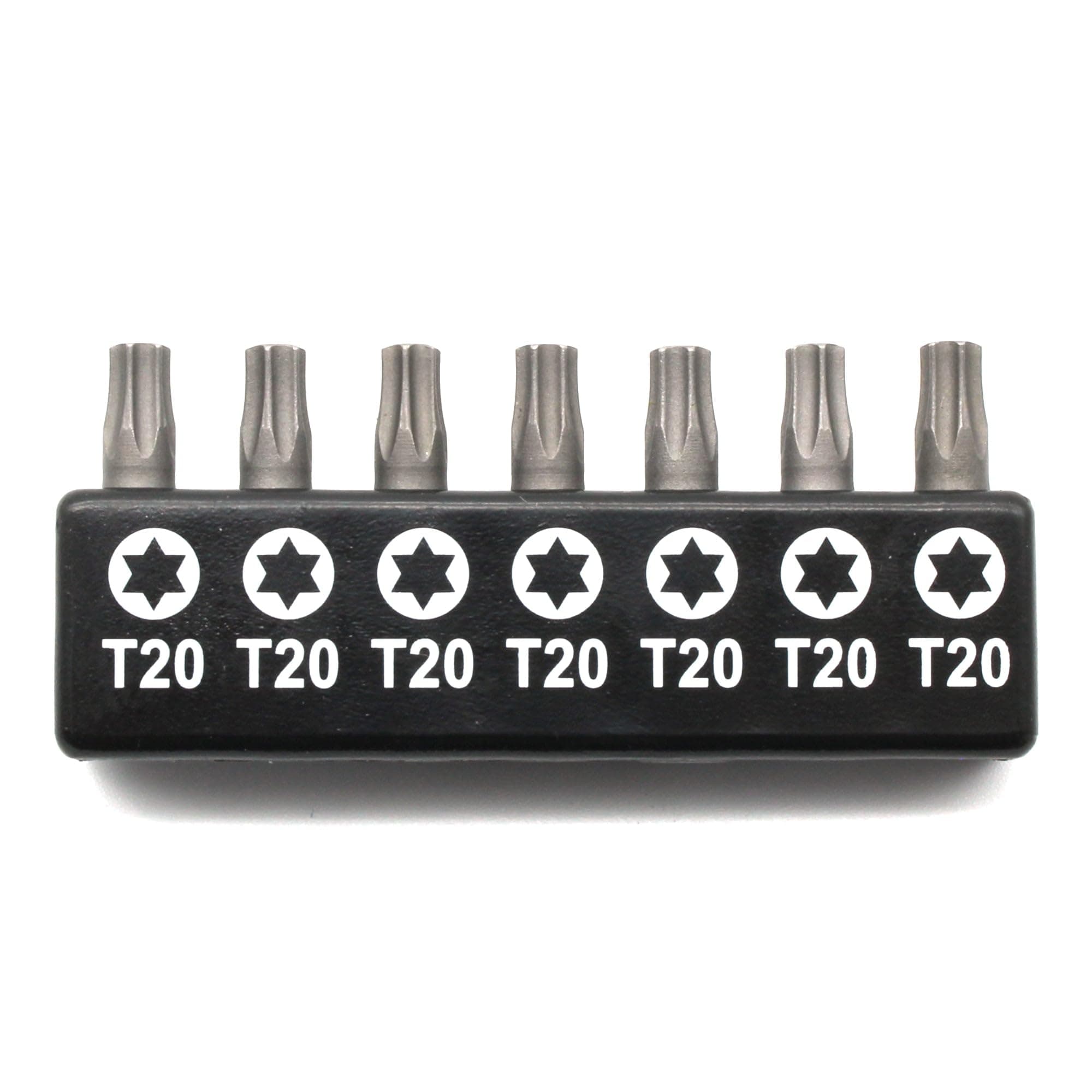 7 pc T20 Torx Star 6 Point T-20 Screwdriver Impact Ready 1 Inch Length Insert Bits Hex Shank with Quick Release Slot