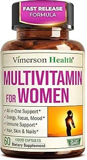 Multivitamin for Women with Vitamins and Minerals for Energy, Focus and Immune Health – Premium Daily Womens Multivitamins & Multiminerals – 60 Liquid Capsules